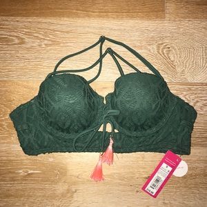 Green Crochet Push-Up Bikini Top